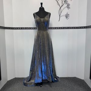 Royal Gold Metallic A-Line Long Dress